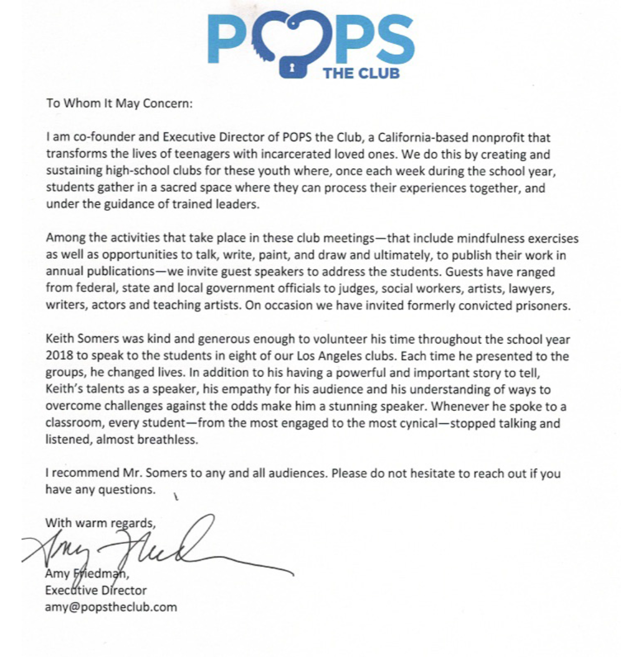 letter from Pops the Club